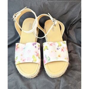 Soda‎ Topic Floral Espadrille Ankle Strap Studded Open Toe Platform Wedge